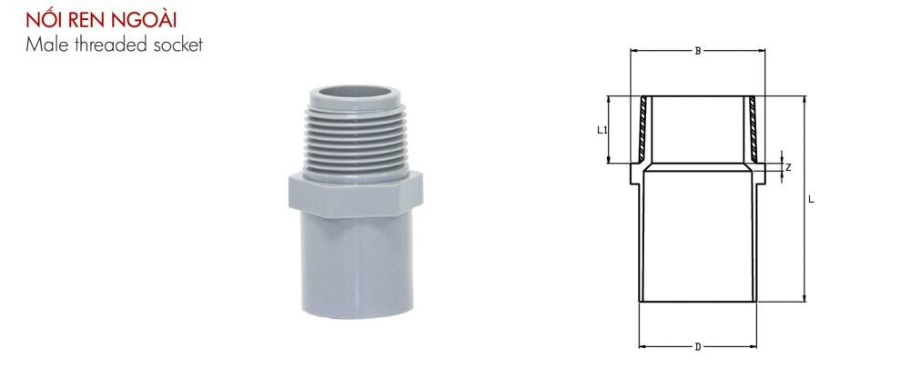 Nối ren ngoài PVC-U dày