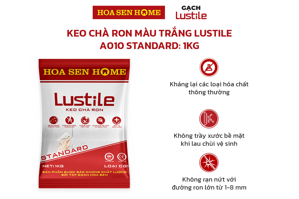 Keo chà ron màu trắng LUSTILE A010 Standard: 1kg