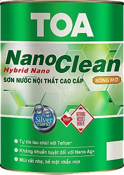 Sơn nước nội thất NanoClean Bóng mờ Màu Pha TOA