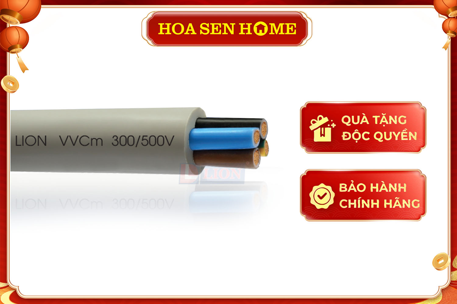 Dây cáp pha mềm 2 lõi VVCm màu xám LI: 2x6.0mm