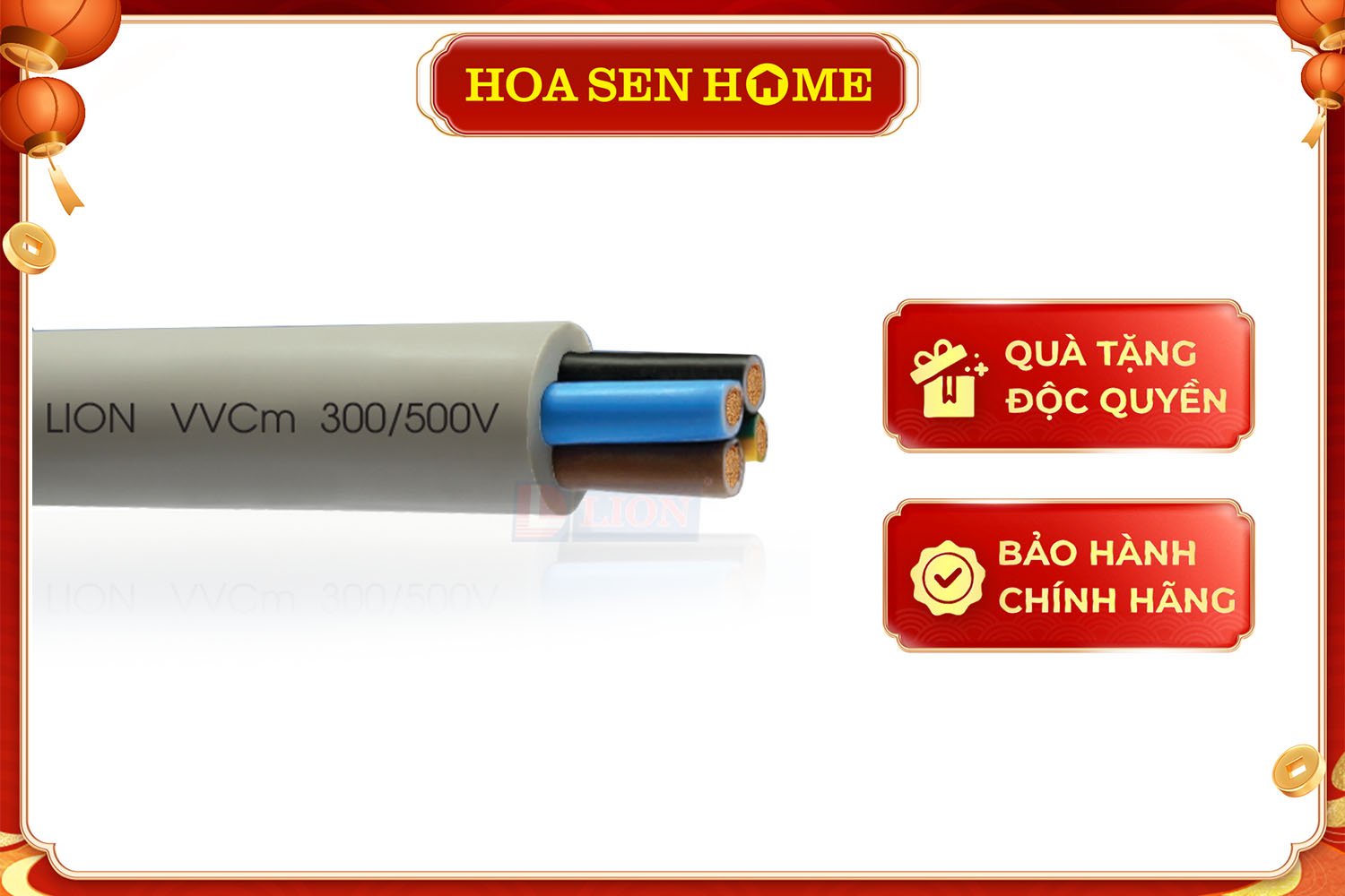 Dây cáp pha mềm 2 lõi VVCm màu xám LI: 2x4.0mm