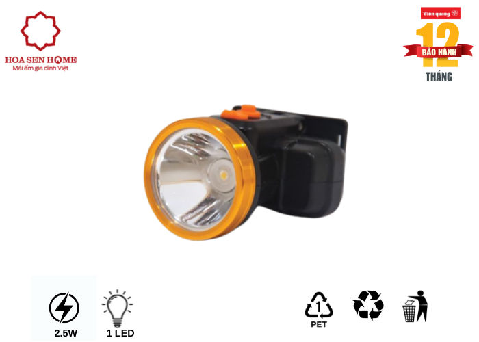 Đèn pin đội đầu PFL16 R BLY WW Pin sạc Lithium, Đen – Vàng, 2.5W, warmwhite