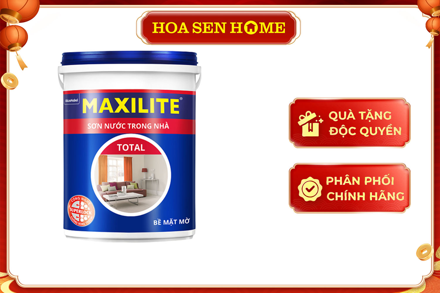 Sơn nước trong nhà TOTAL Bề mặt mờ - 30C Màu Pha Maxilite