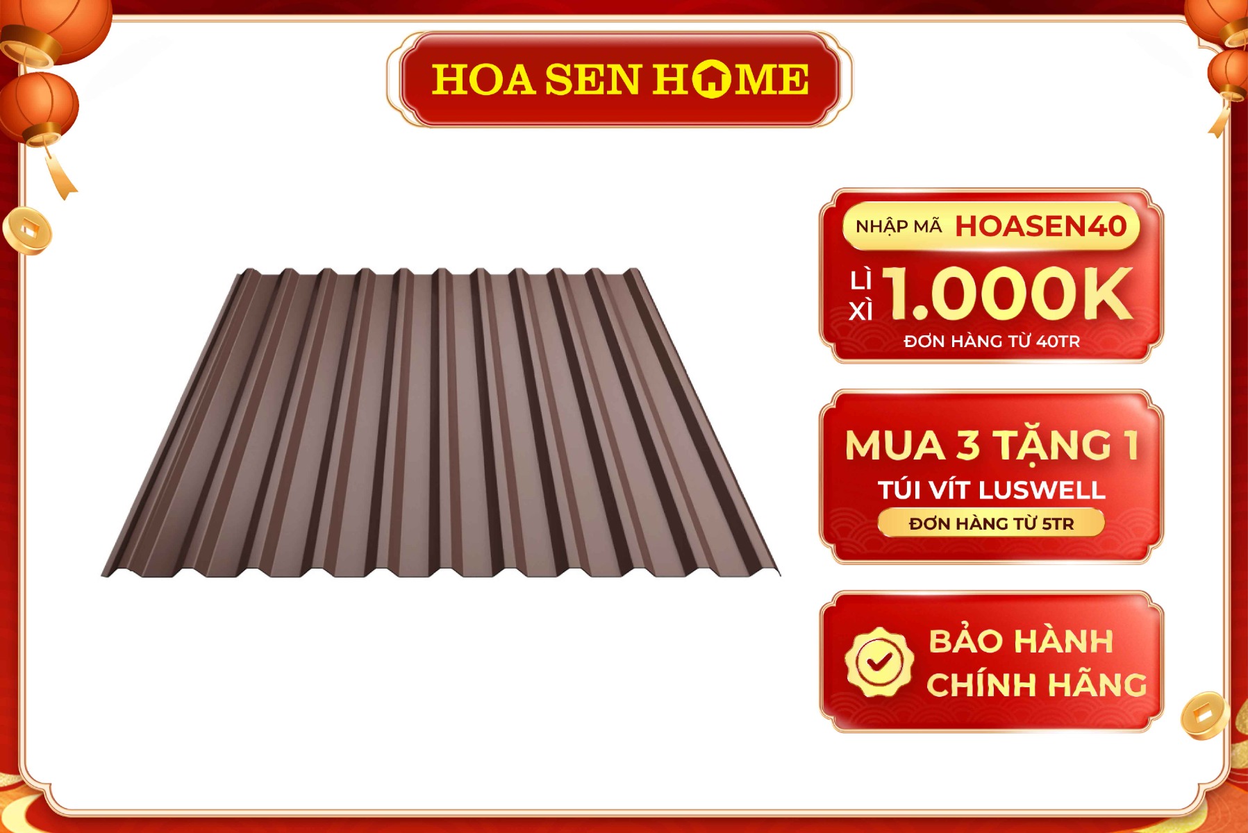 Tôn Hoa Sen Gold màu đỏ MRL03 0.5mm