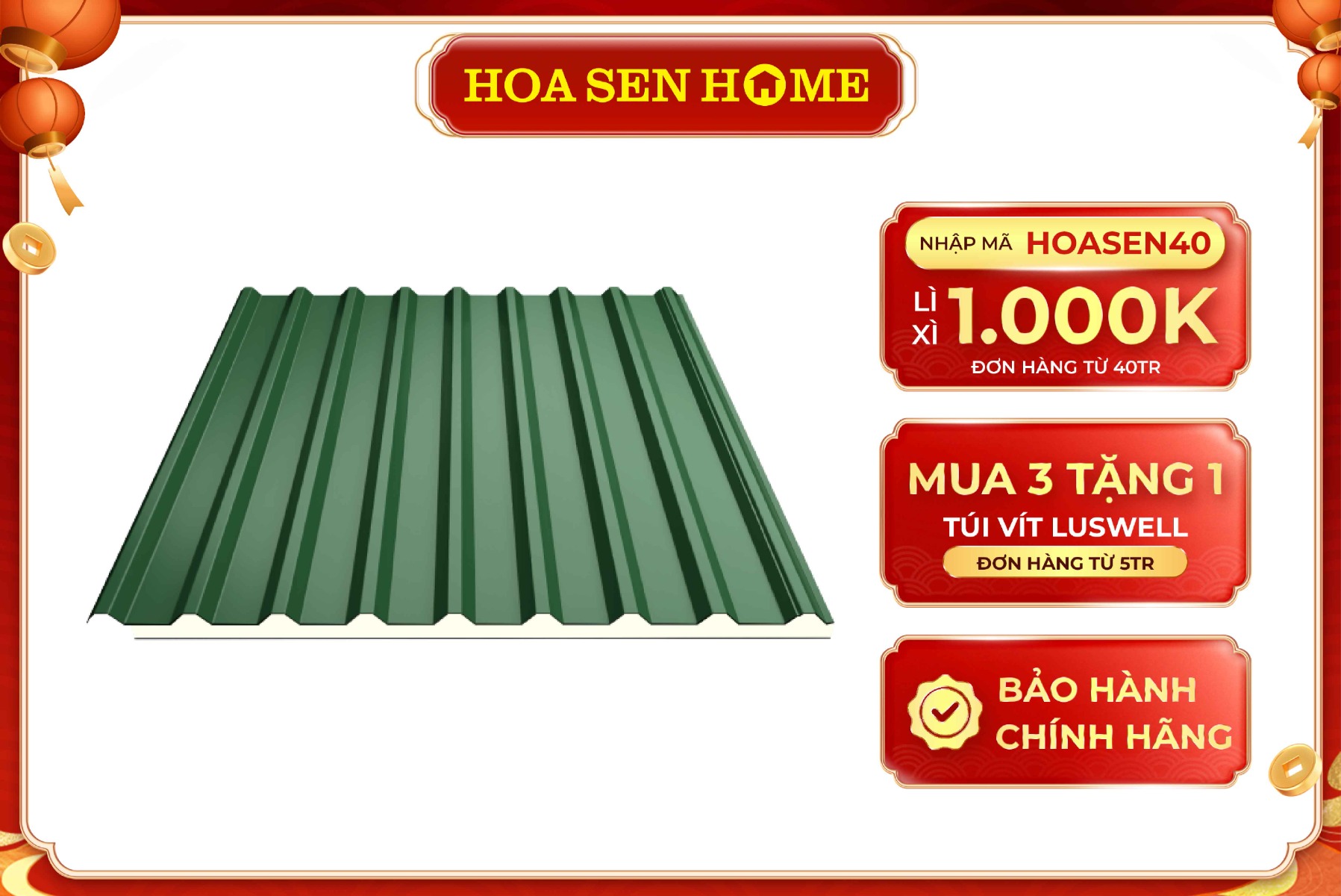 Tôn cách nhiệt PU màu xanh BGL03 16mm 0.40mm