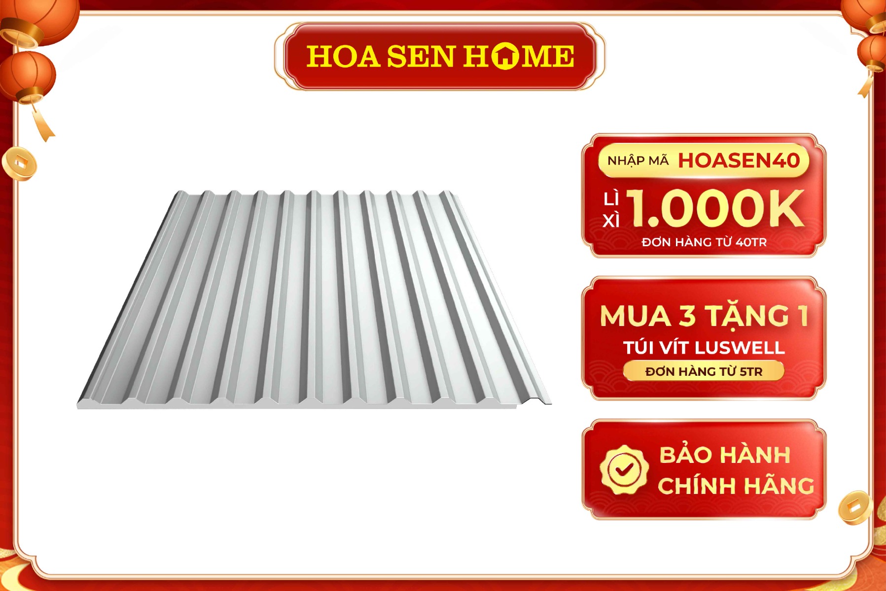 Tôn cách nhiệt PU màu trắng BWL01 16mm 0.40mm