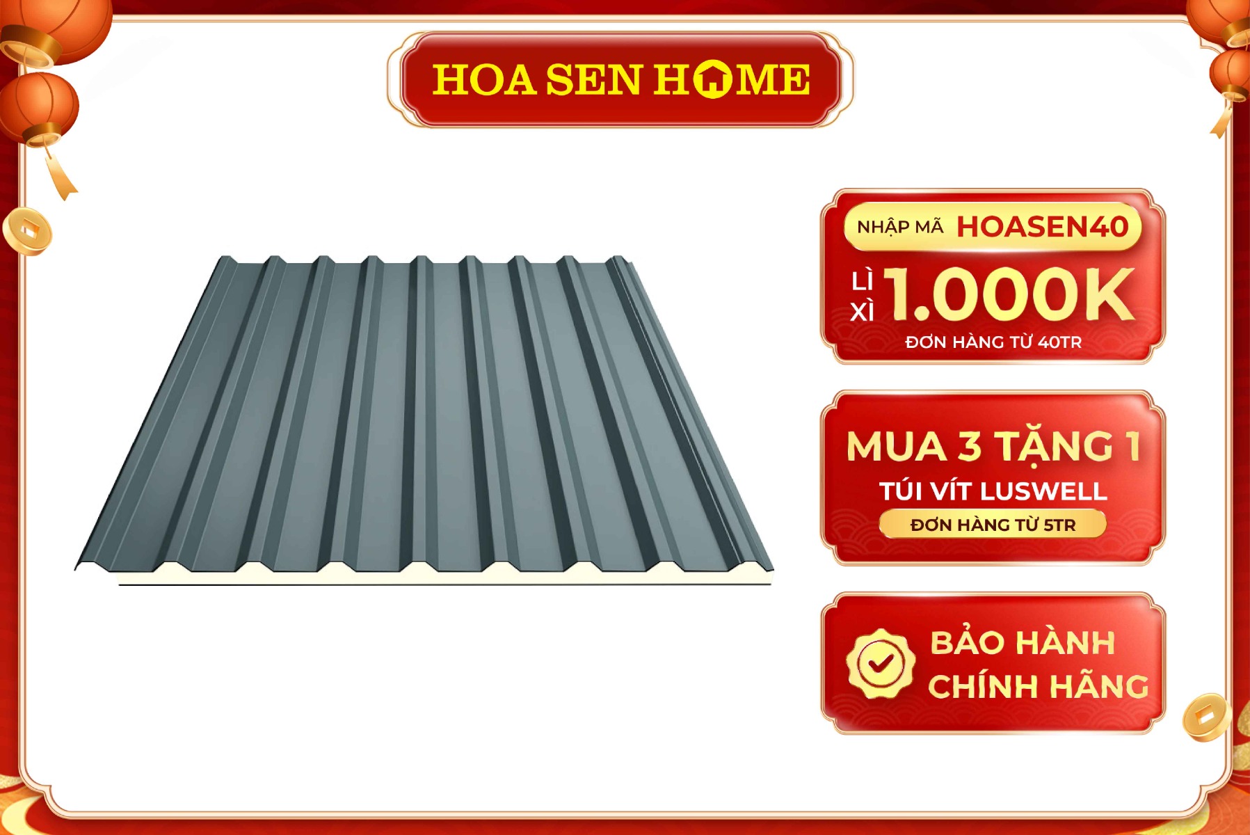 Tôn cách nhiệt PU màu xám MDL01 16mm 0.40mm