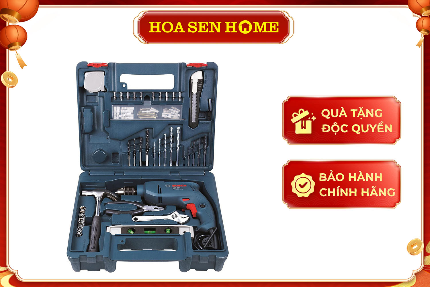 Máy khoan động lực Bosch GSB 550 SET 100 món