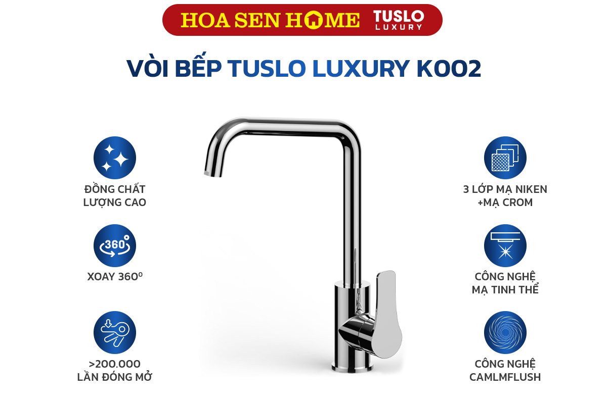 Vòi bếp nóng lạnh TUSLO LUXURY K002