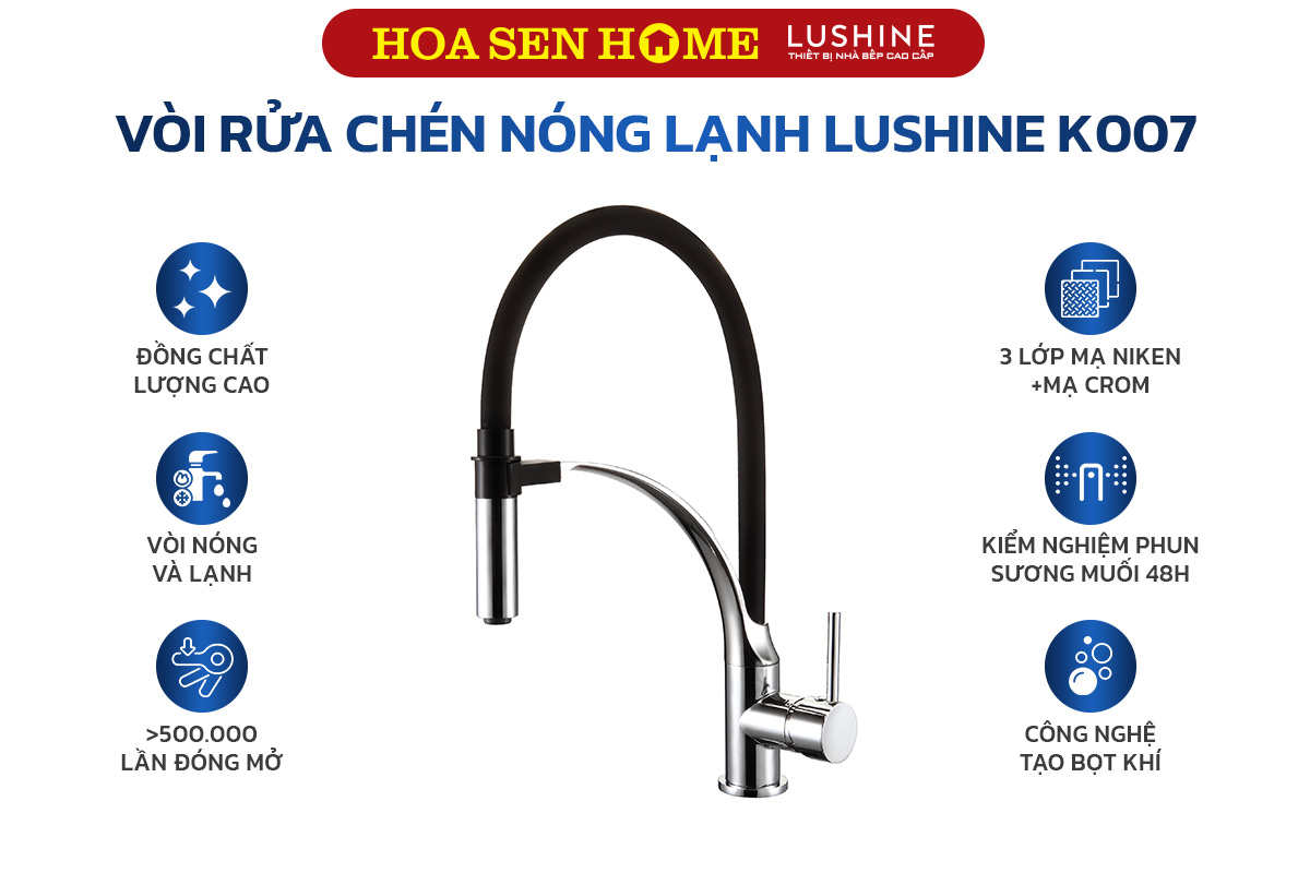 Vòi rửa chén nóng lạnh LUSHINE K007