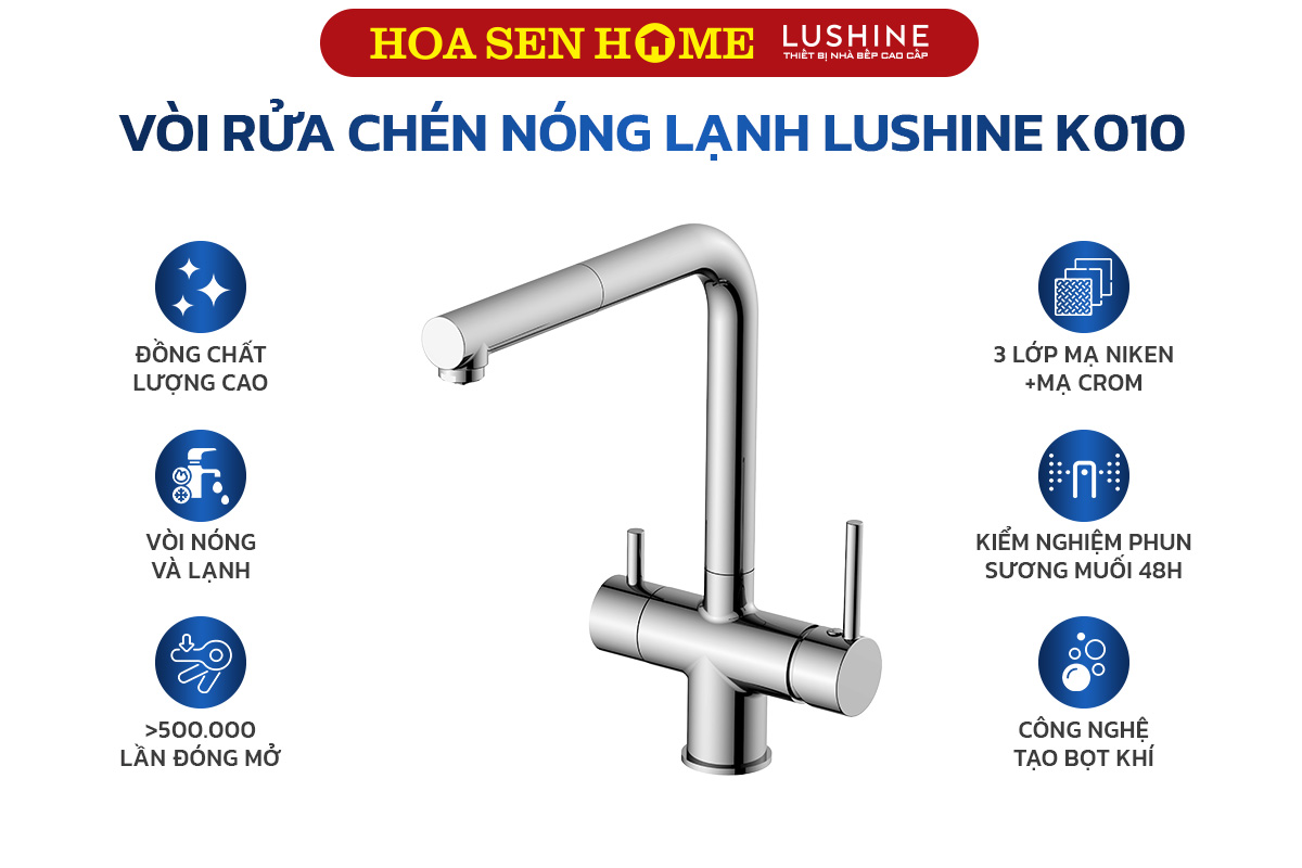 Vòi rửa chén nóng lạnh LUSHINE K010