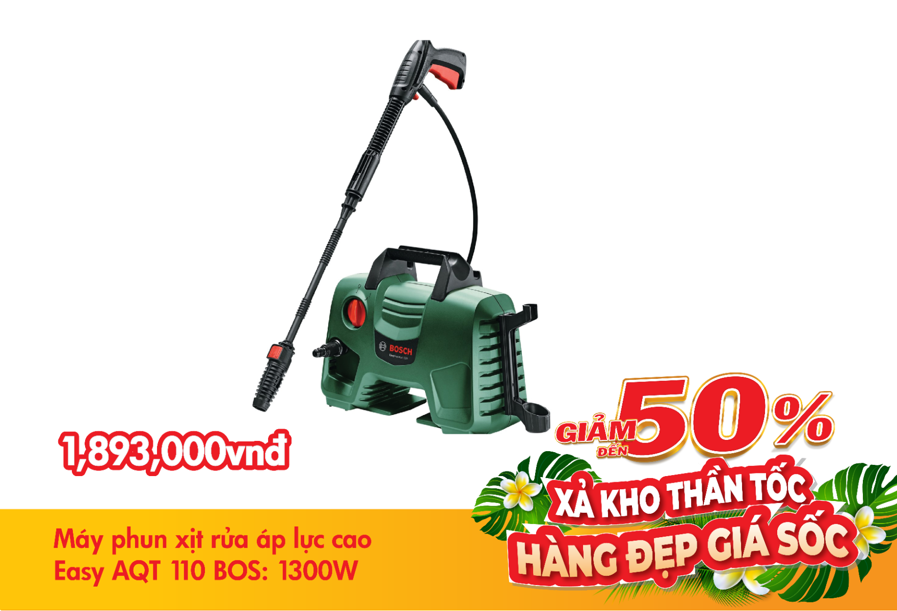 Máy phun xịt rửa áp lực cao Easy AQT 110 BOS: 1300W