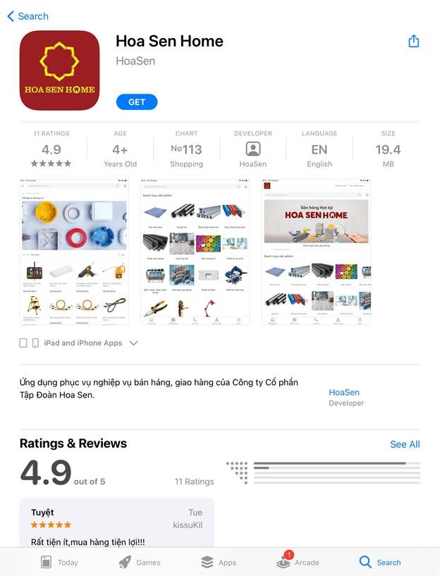 Nhận diện ứng dụng “Hoa Sen Home” trên App Store hoặc CH Play