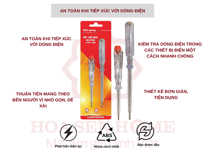 Bộ bút thử điện ETP05 (Bộ 2 cây, đầu vít dẹp, 190 mm và 140 mm)