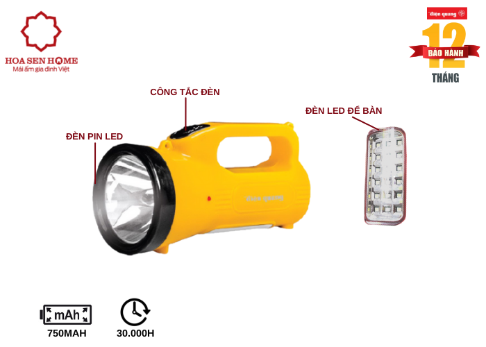Đèn Pin LED PFL07 R YBL (Pin sạc, Vàng- Đen)