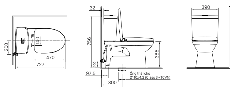 Bàn cầu 2 khối INAX AC-504VAN/BW1