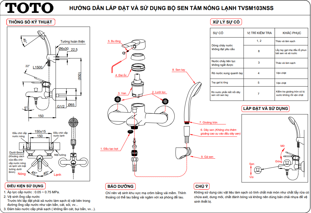Sen tắm dây nóng lạnh TOTO TVSM103NSS