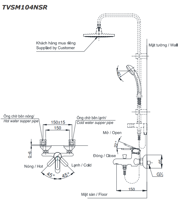 Sen tắm dây nóng lạnh TOTO TVSM104NSR