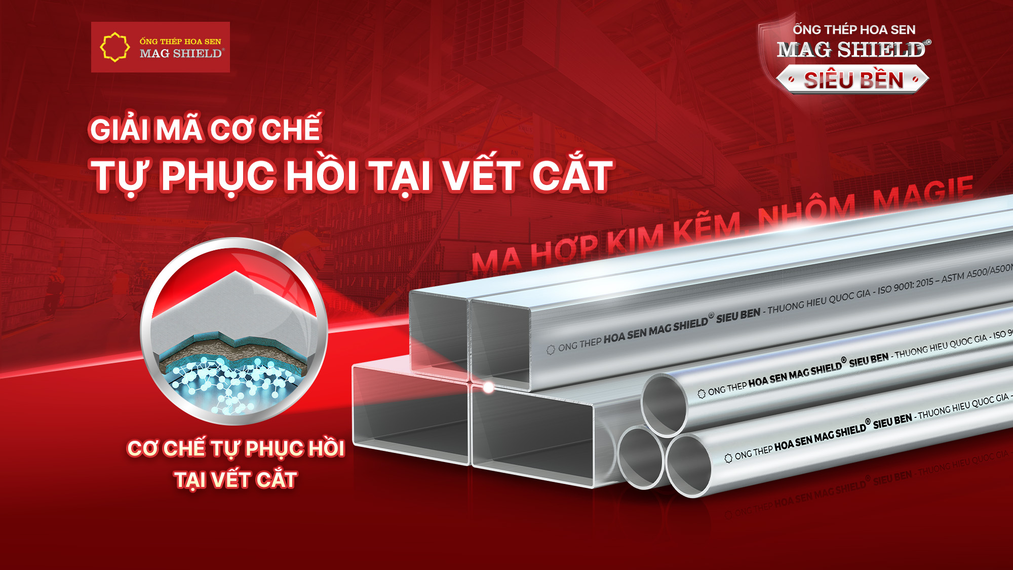 Giải mã cơ chế tự phục hồi tại vết cắt của ống thép Hoa Sen Mag Shield siêu bền