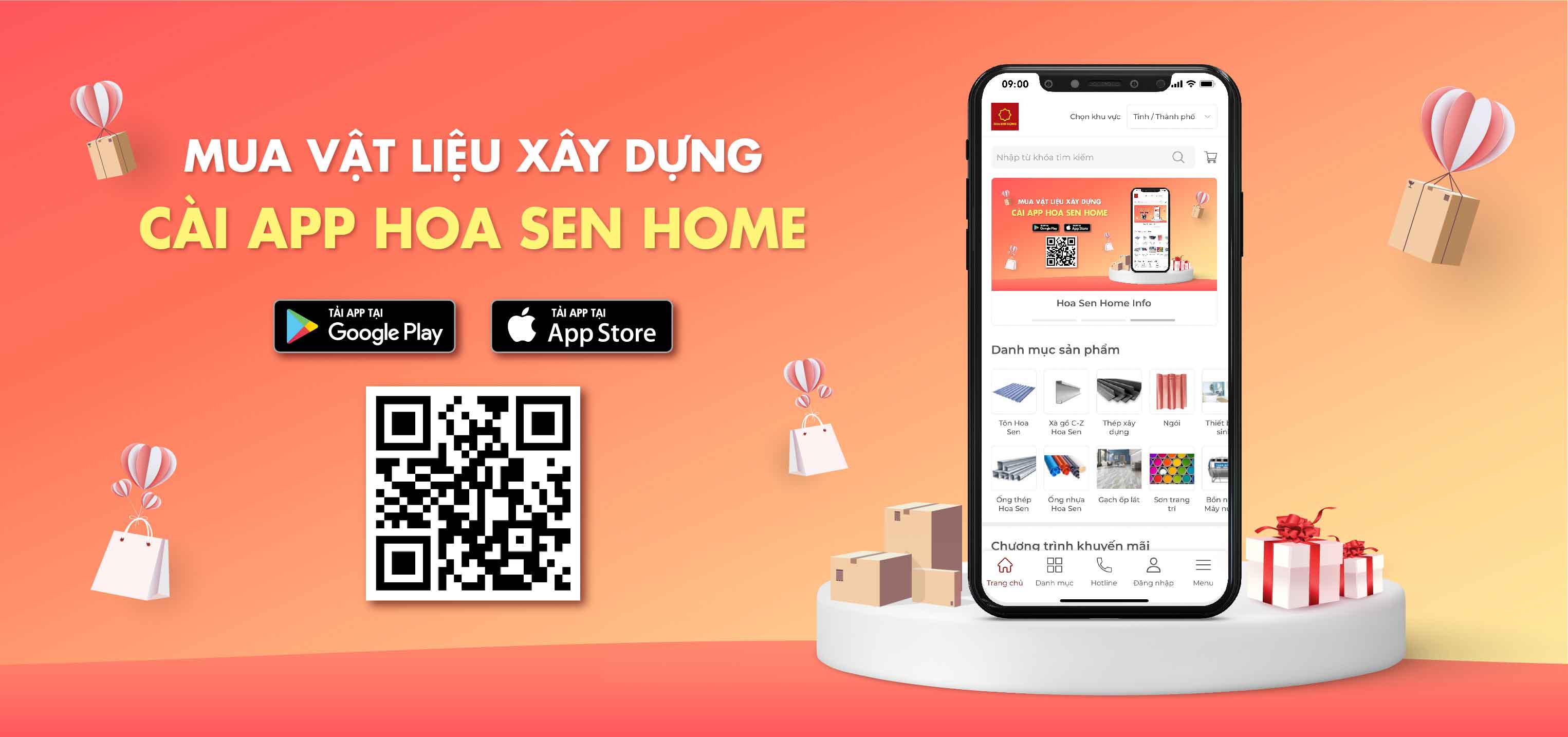 Trang website thương mại điện tử www.hoasenhome.vn và App Hoa Sen Home