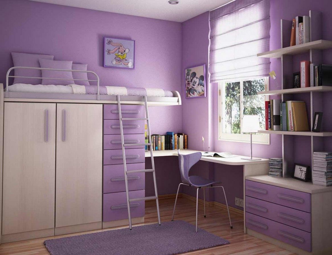phòng ngủ tông màu tím cho trẻ