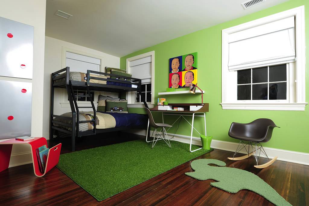 phòng ngủ màu xanh lá cho trẻ